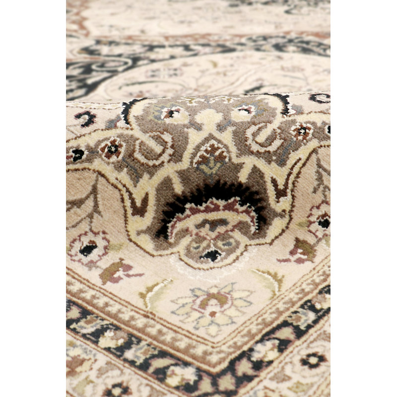 Tabriz Elegance Hand-Knotted Black Wool 9'10" x 15' Area Rug