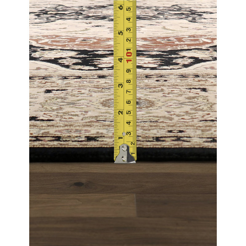 Tabriz Elegance Hand-Knotted Black Wool 9'10" x 15' Area Rug
