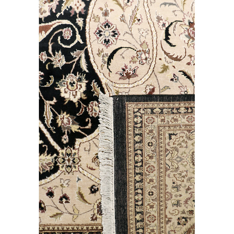 Tabriz Elegance Hand-Knotted Black Wool 9'10" x 15' Area Rug