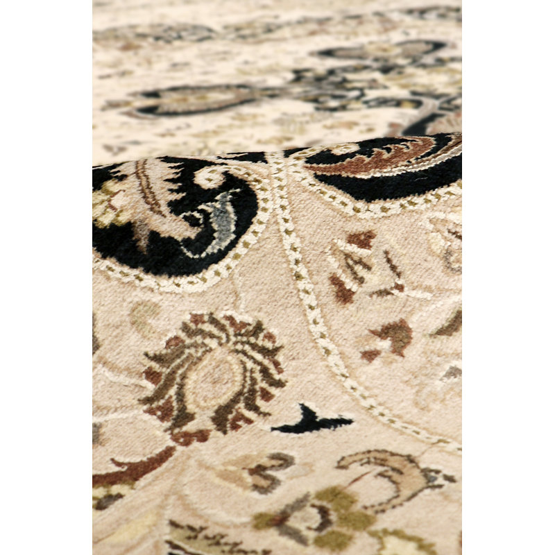 Tabriz Elegance Hand-Knotted Black Wool 9'10" x 15' Area Rug