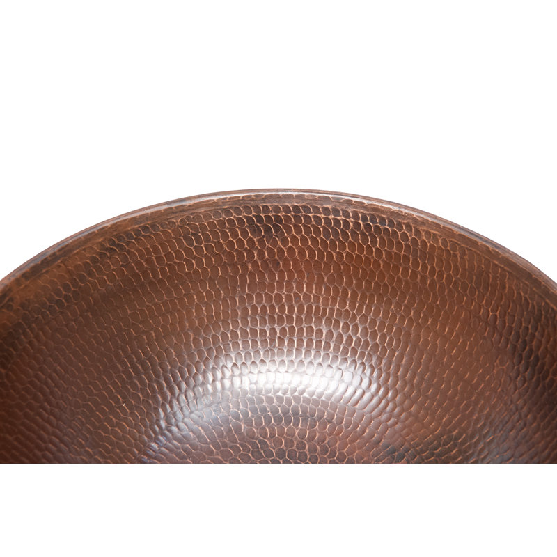 15" Round Hammered Copper Vessel Sink with Wired Rim