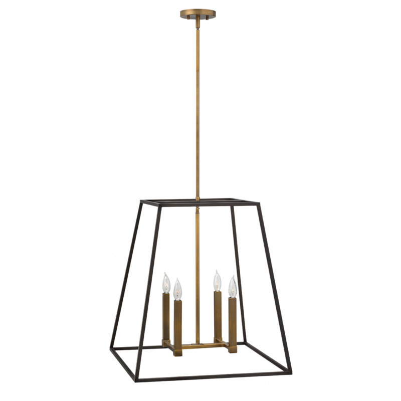 Bronze 4-Light Geometric Pendant with Glass and LED