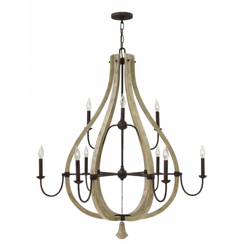 Middlefield 9-Light Iron Rust and Weathered Ash Chandelier