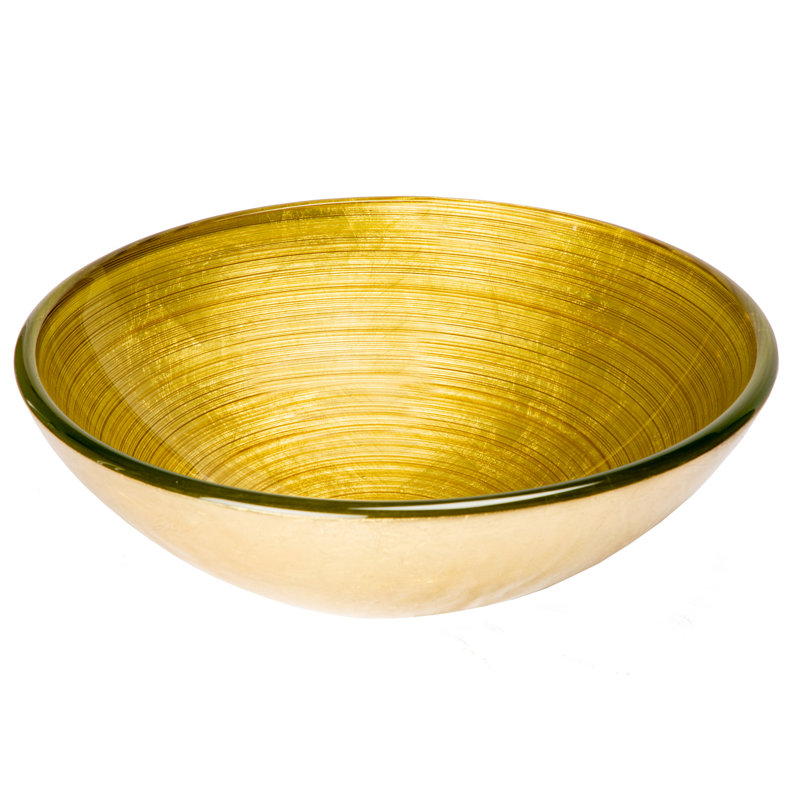 Khaki Tempered Glass Round Above-Counter Bathroom Sink