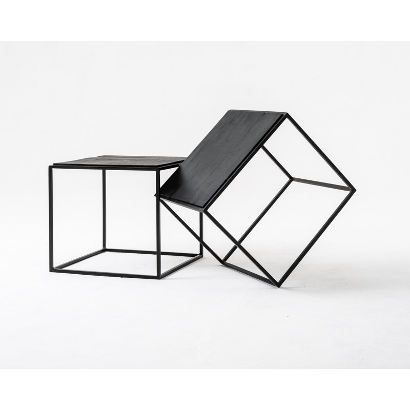 Rustika Black and Brown Solid Wood Nesting Coffee Table Set