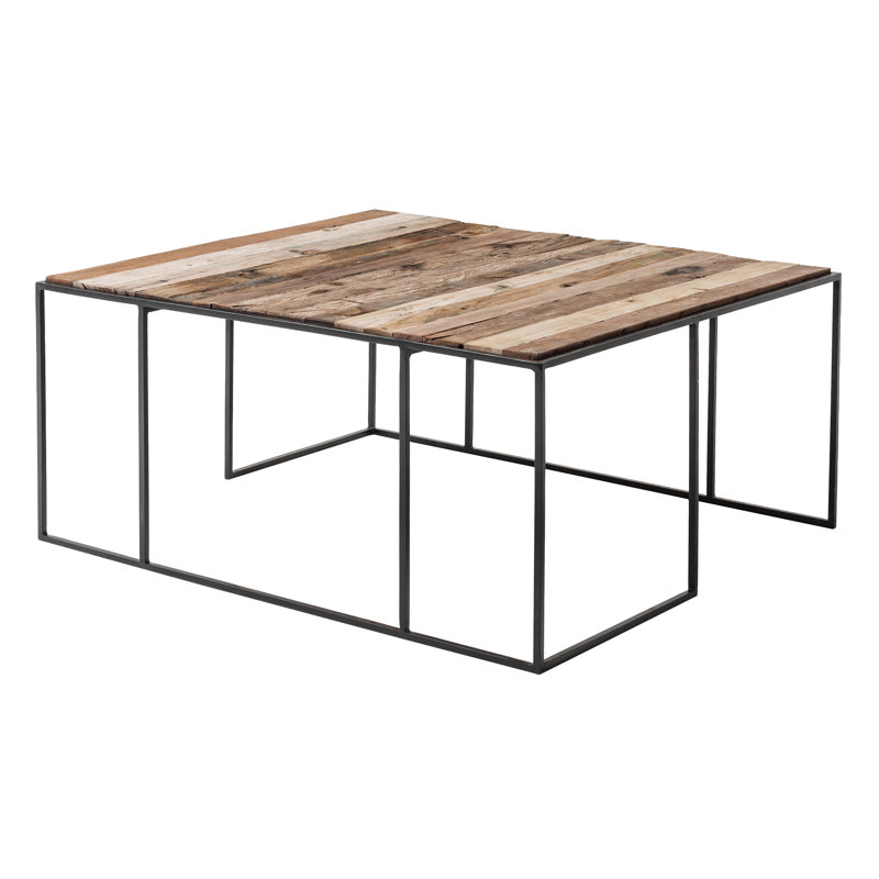 Rustika Black and Brown Solid Wood Nesting Coffee Table Set