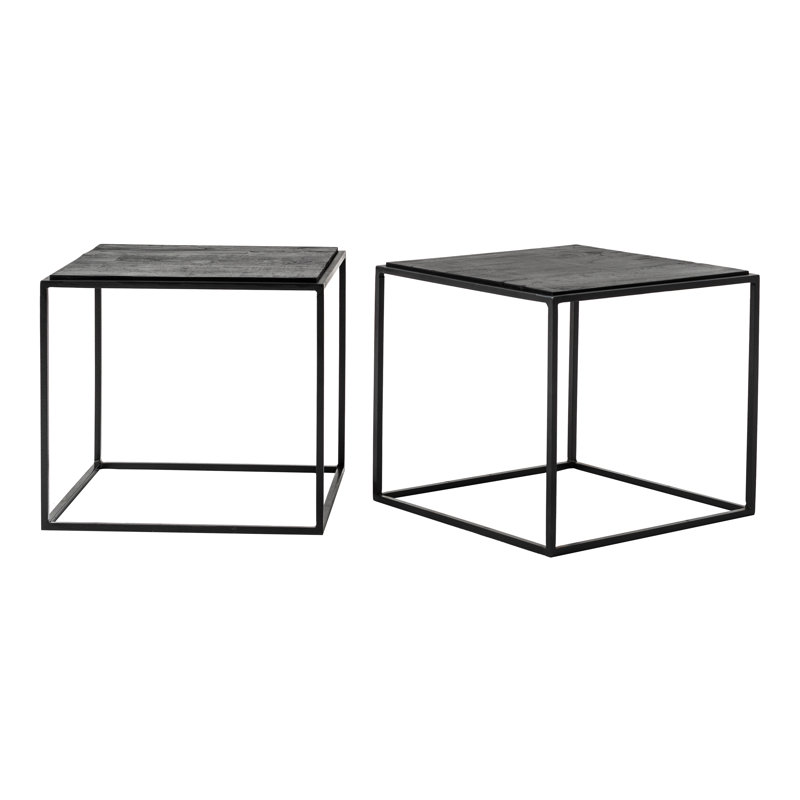 Rustika Black and Brown Solid Wood Nesting Coffee Table Set