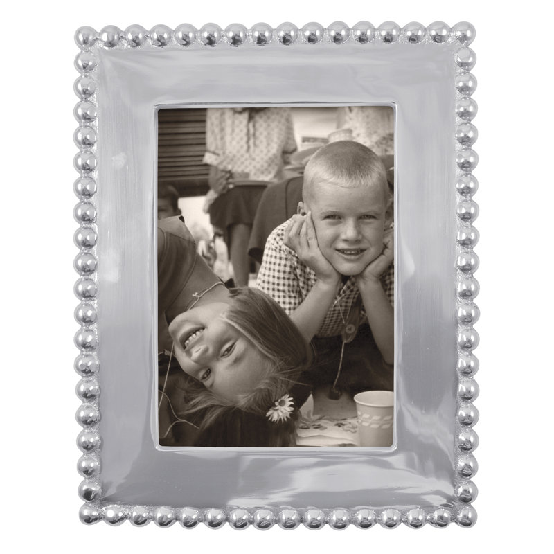 Classic Silver 5x7 Beaded Metal Picture Frame