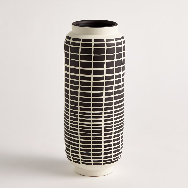 Black and White Handcrafted Ceramic Cylinder Vase