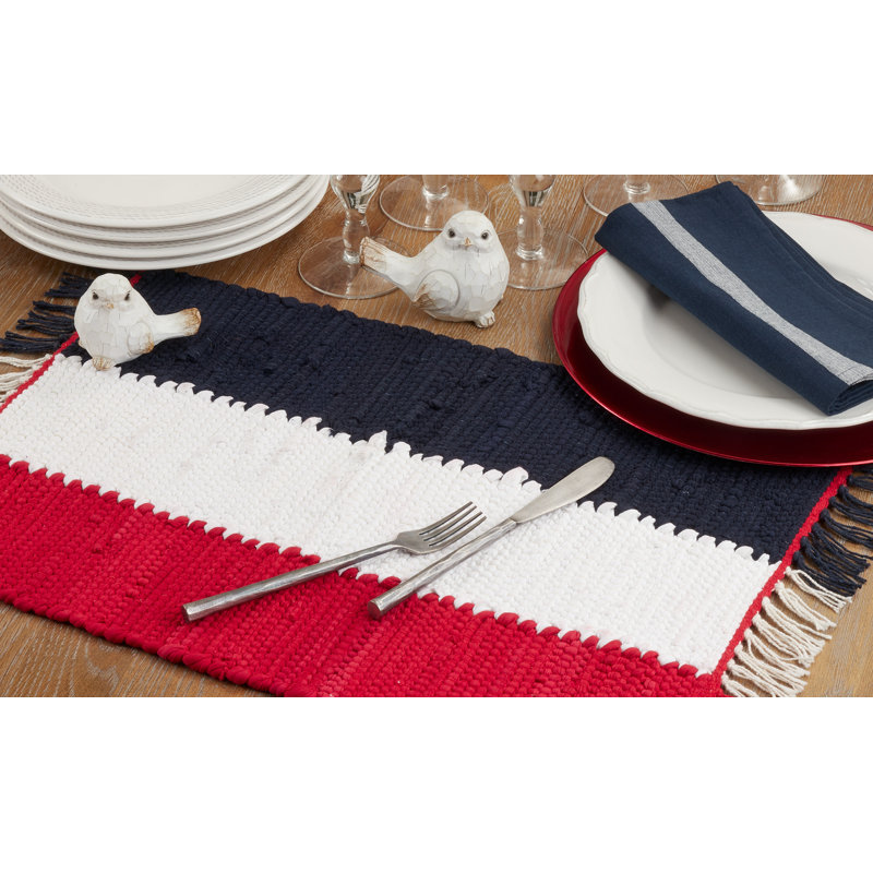 Americana Patriotic Cotton Striped Rectangle Placemats