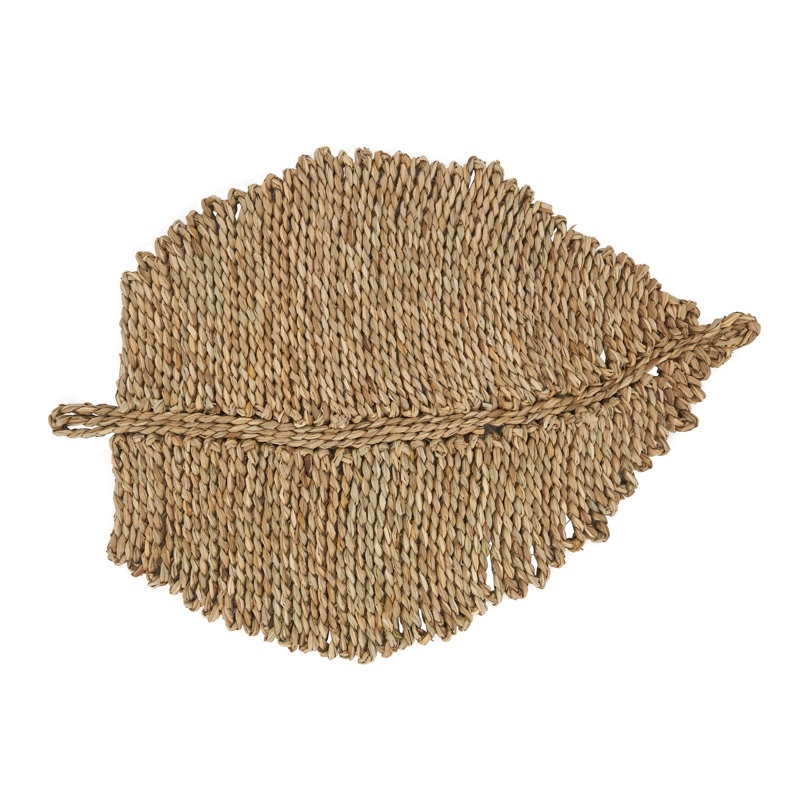 Natural Seagrass Leaf Shaped Placemats, Set of 4