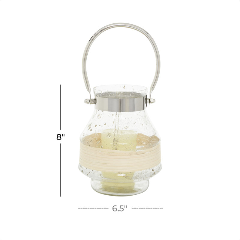 Clear Glass Hanging Candle Lantern with Metal Handle