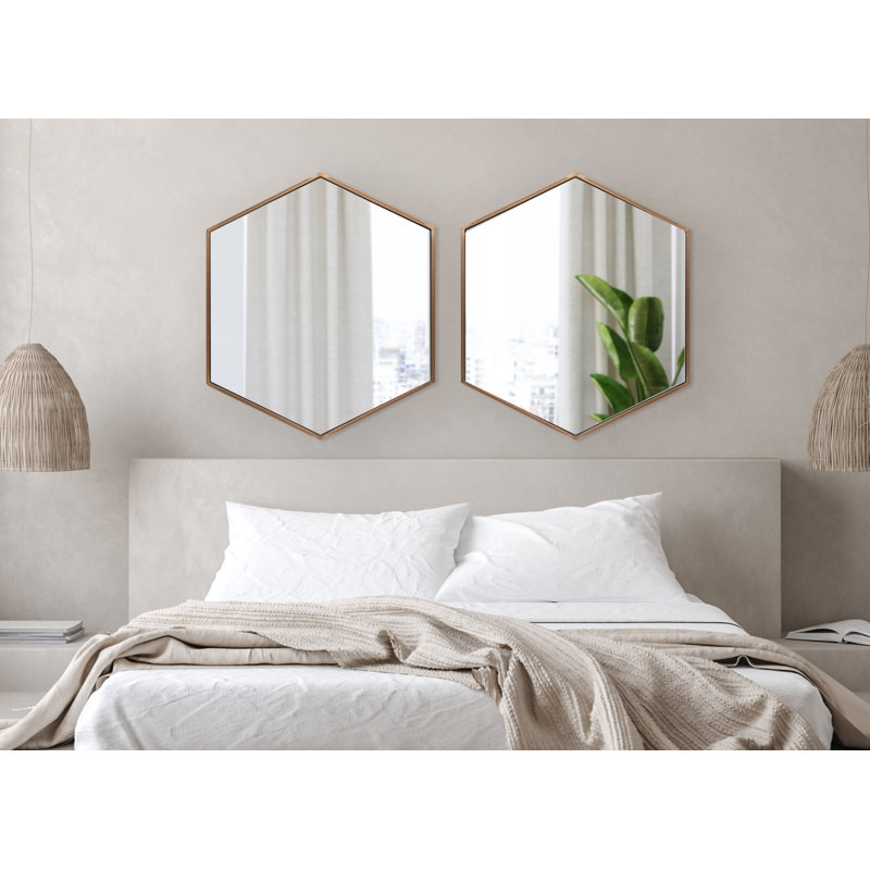 McNeer 22" x 25" Hexagon Bronze Vanity Wall Mirror