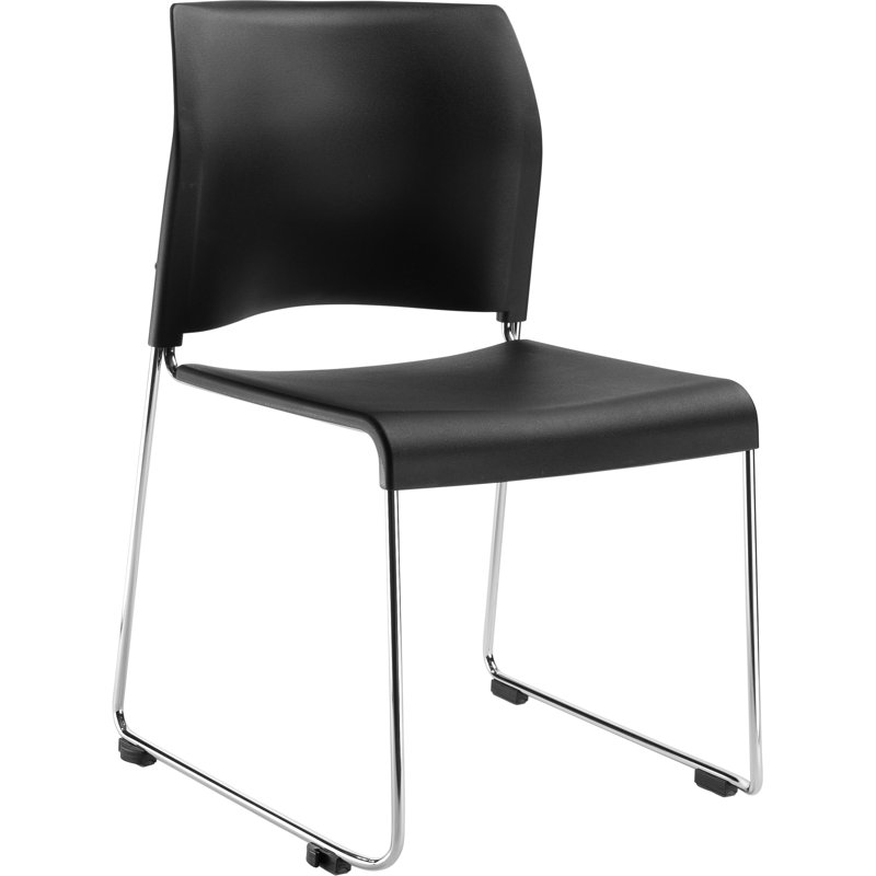 Modern Black Metal Stackable Multipurpose Chair with Ergonomic Support