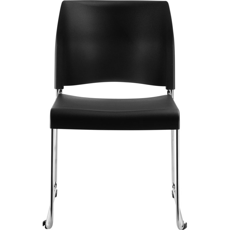 Modern Black Metal Stackable Multipurpose Chair with Ergonomic Support
