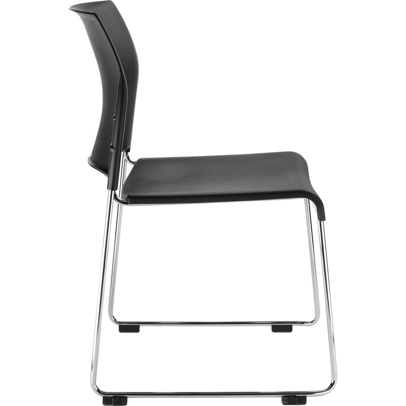 Modern Black Metal Stackable Multipurpose Chair with Ergonomic Support