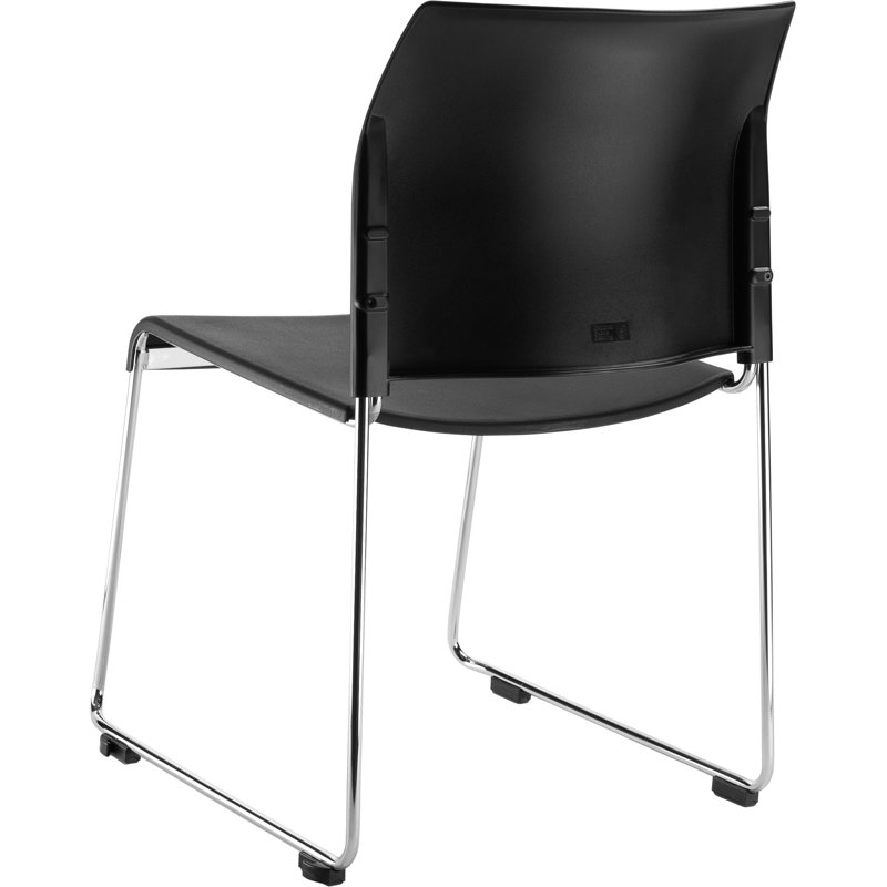 Modern Black Metal Stackable Multipurpose Chair with Ergonomic Support