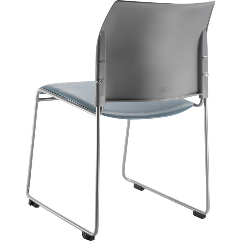 Blue/Grey Vinyl Armless Metal Stacking Chair