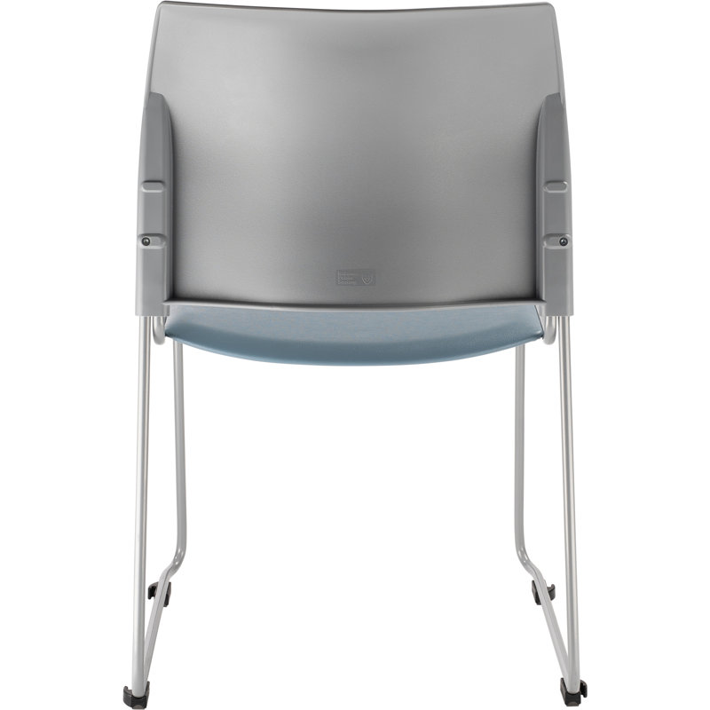 Blue/Grey Vinyl Armless Metal Stacking Chair