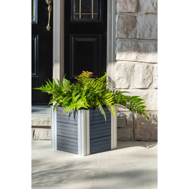 Modern Urbana Square Slate Gray PVC Medium Planter Box