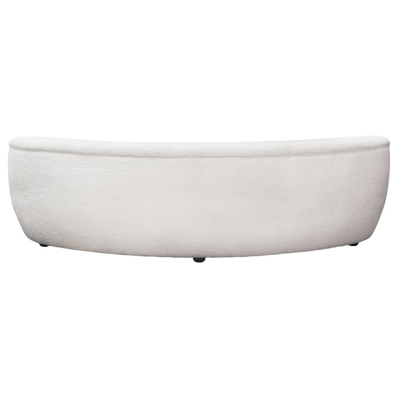 Simone Chic Curved 103'' White Faux Sheepskin Upholstered Sofa