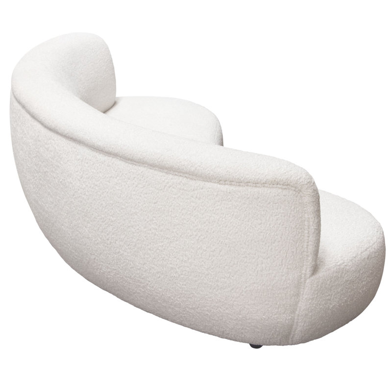 Simone Chic Curved 103'' White Faux Sheepskin Upholstered Sofa