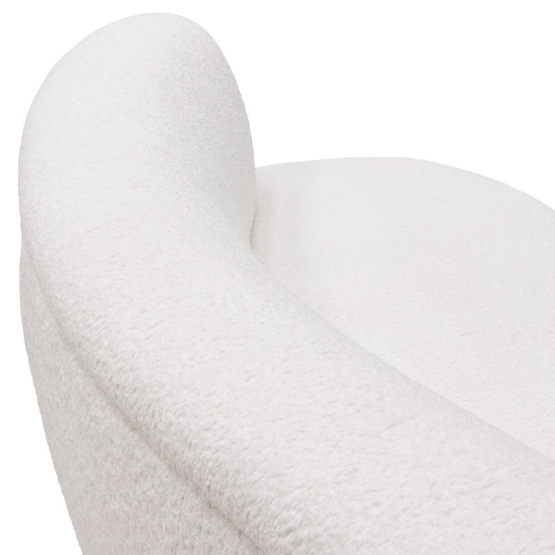 Simone Chic Curved 103'' White Faux Sheepskin Upholstered Sofa