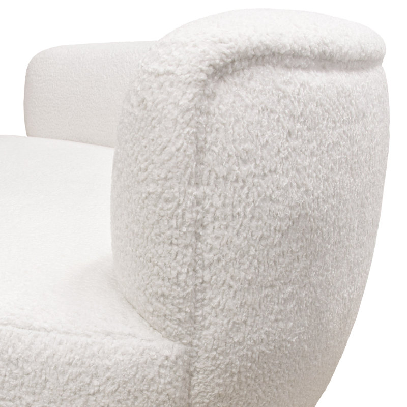 Simone Chic Curved 103'' White Faux Sheepskin Upholstered Sofa