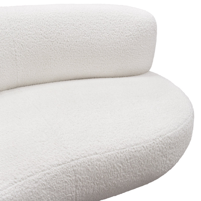 Simone Chic Curved 103'' White Faux Sheepskin Upholstered Sofa