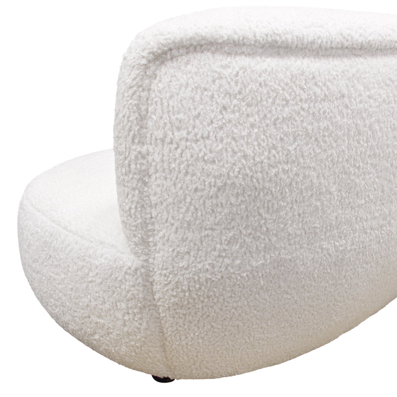 Simone Chic Curved 103'' White Faux Sheepskin Upholstered Sofa