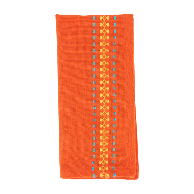Tomato Cotton Dobby Border Table Napkins, Set of 4