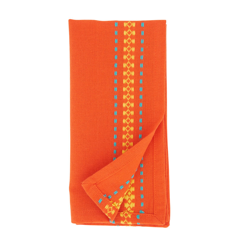 Tomato Cotton Dobby Border Table Napkins, Set of 4