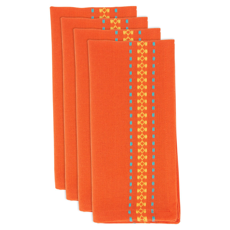 Tomato Cotton Dobby Border Table Napkins, Set of 4