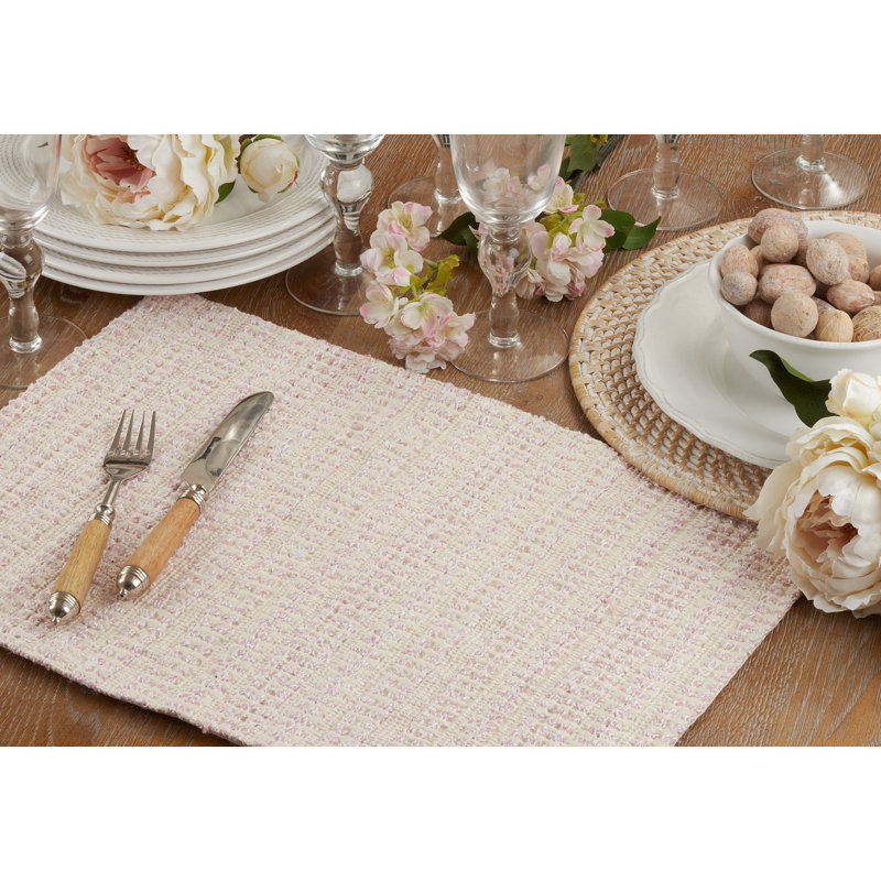 Blush and Dusty Pink Woven Fabric Placemats, Set of 4