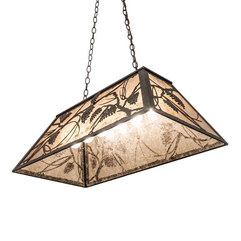 Antiquity Black Glass 6-Light Island Pendant with Mica Shade
