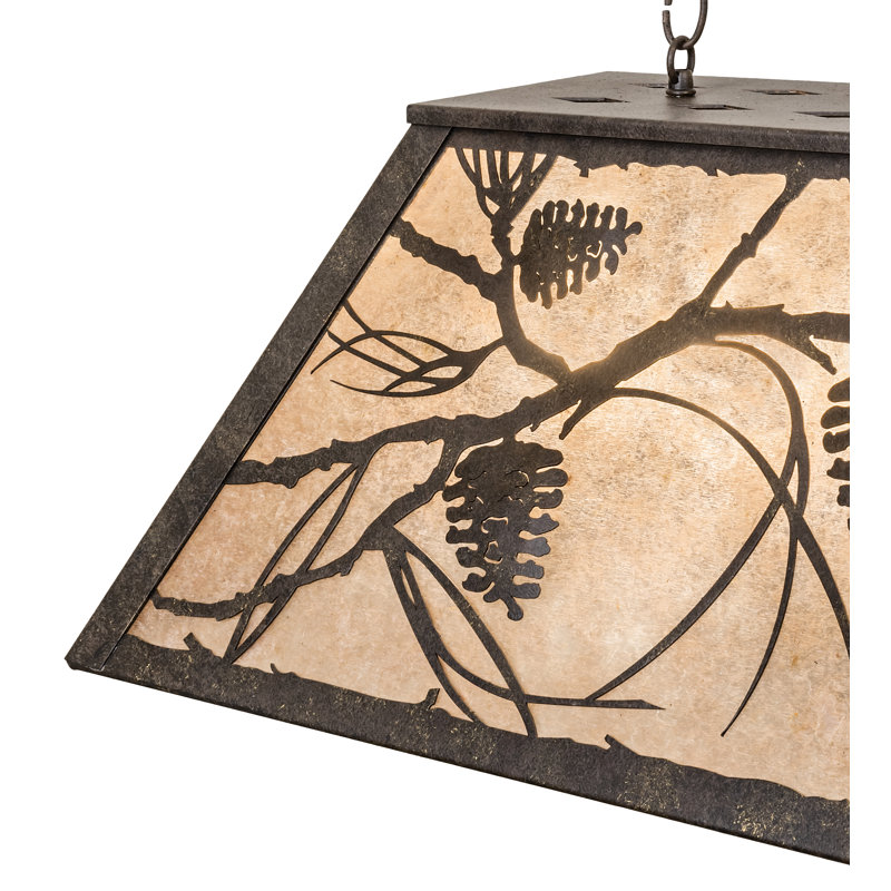 Antiquity Black Glass 6-Light Island Pendant with Mica Shade