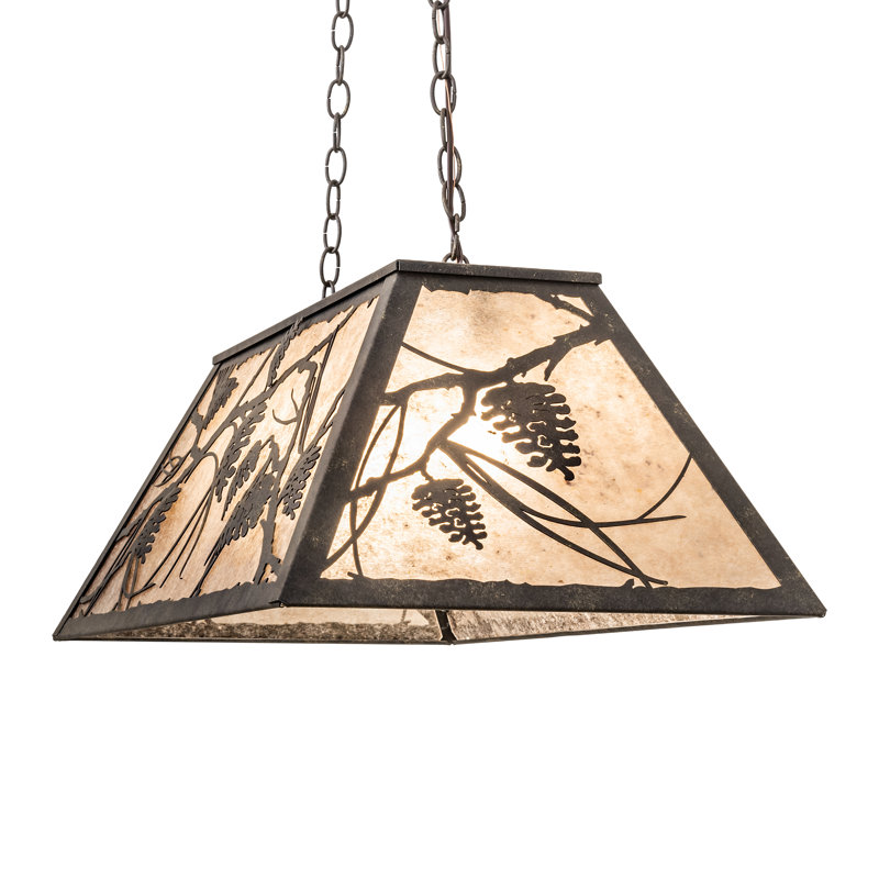 Antiquity Black Glass 6-Light Island Pendant with Mica Shade