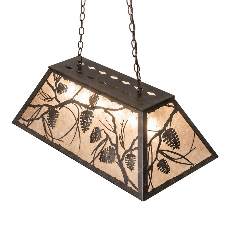 Antiquity Black Glass 6-Light Island Pendant with Mica Shade