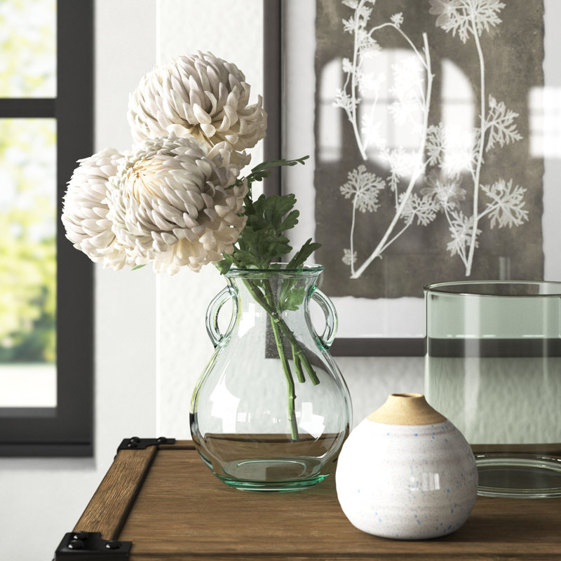 Clear Recycled Glass Amphora Table Vase with Handles