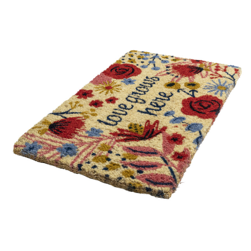 Heartfelt Charm Artisan-Crafted Coir Doormat, 18" x 30"
