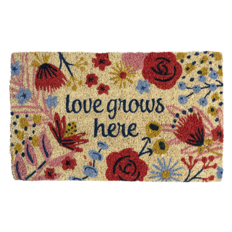 Heartfelt Charm Artisan-Crafted Coir Doormat, 18" x 30"