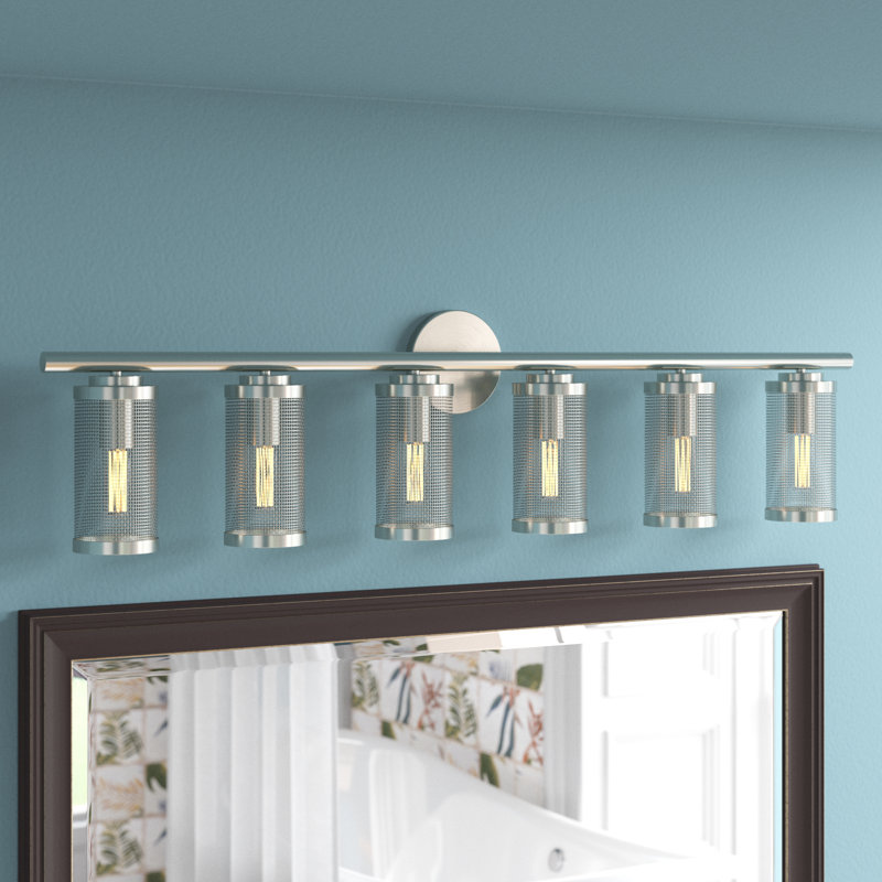 Industro Sleek 6-Light Brushed Nickel Vanity Sconce with Stainless Steel Mesh Shade