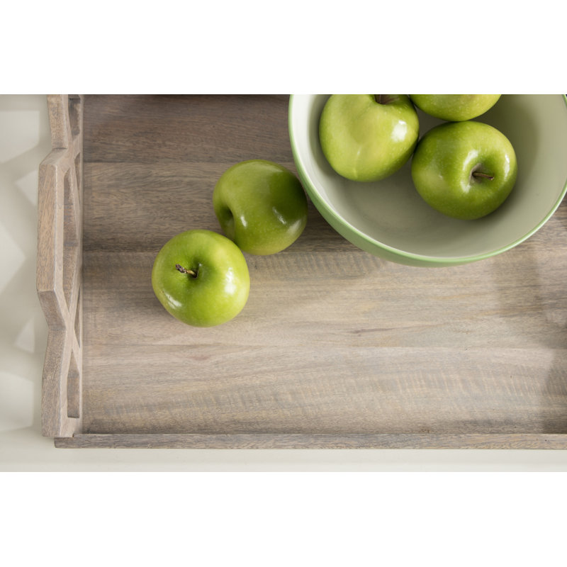 Grassley Whitewash Handcrafted Mango Wood Decorative Tray 19x13