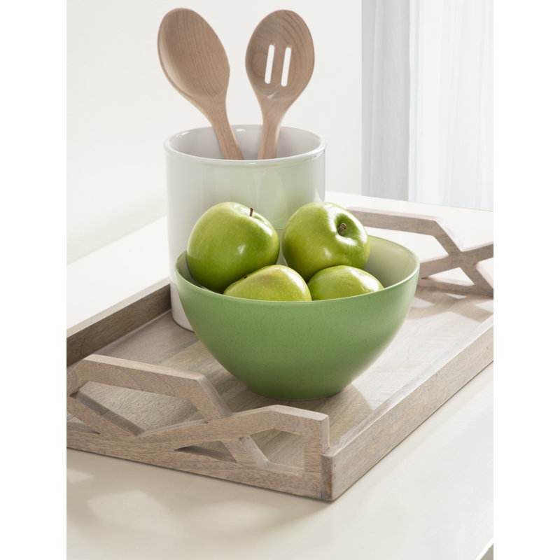 Grassley Whitewash Handcrafted Mango Wood Decorative Tray 19x13