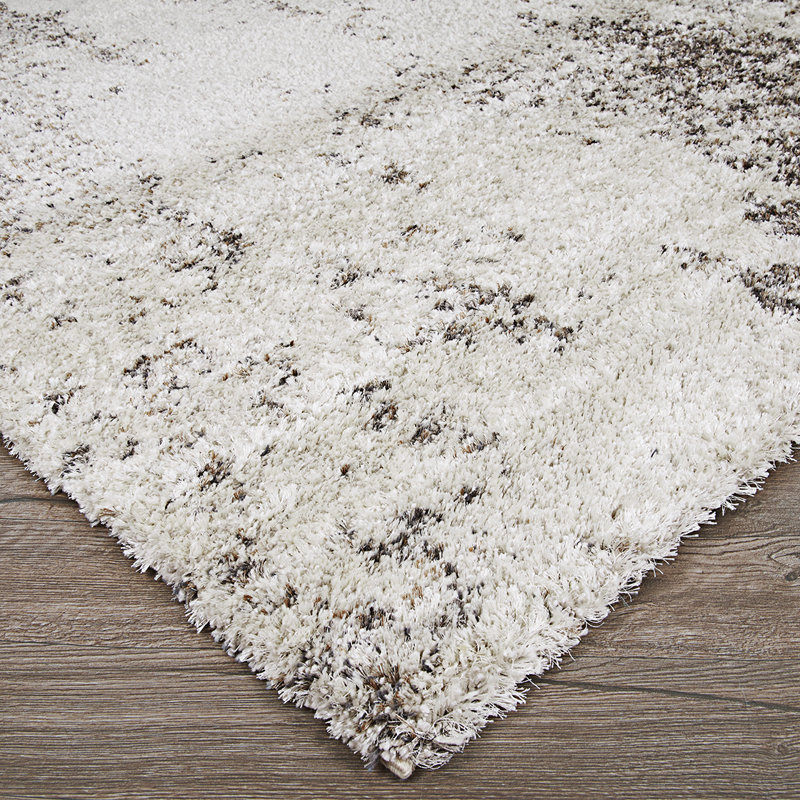Bromley Ivory and Brown Shag Wool Area Rug