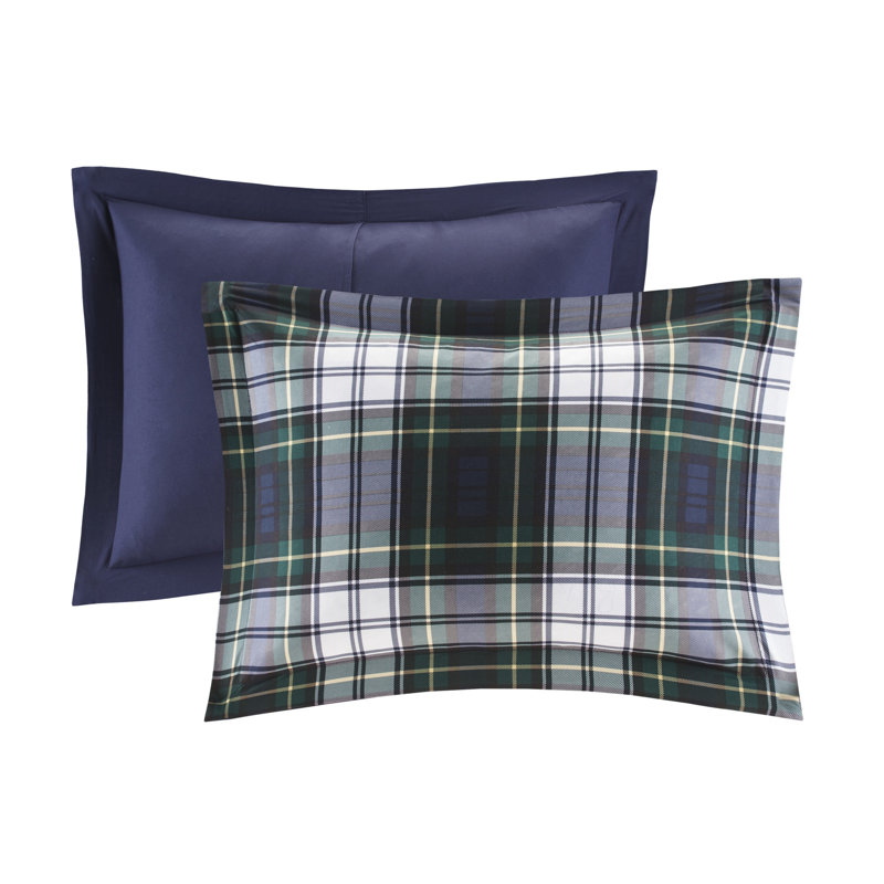 Navy Plaid Twin Down Alternative Microfiber Comforter Set