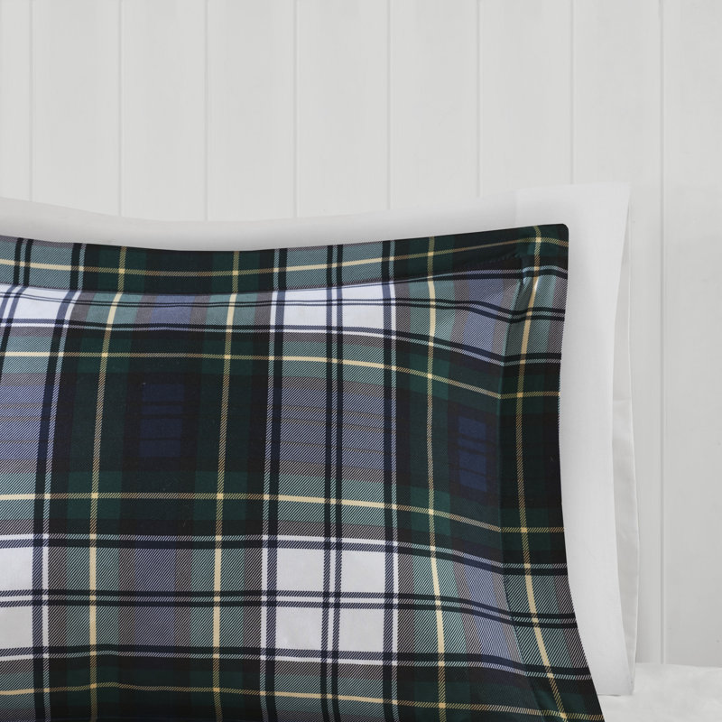 Navy Plaid Twin Down Alternative Microfiber Comforter Set
