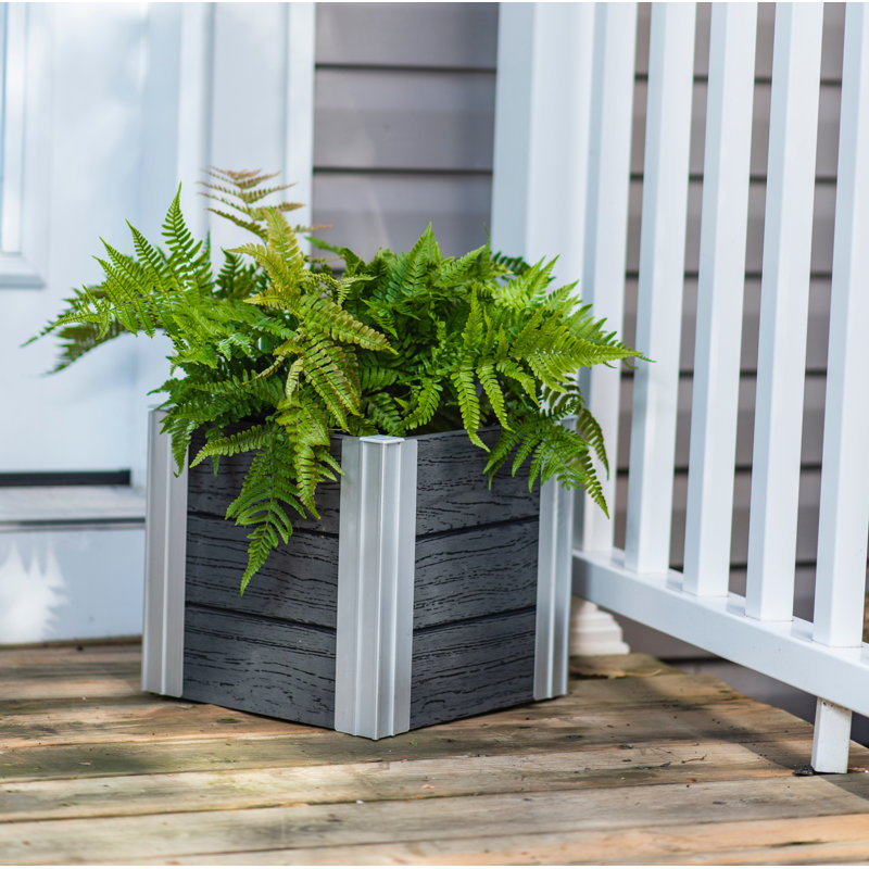 Modern Urbana Square Slate Gray PVC Medium Planter Box