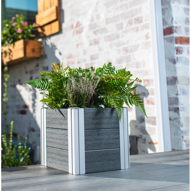 Modern Urbana Square Slate Gray PVC Medium Planter Box