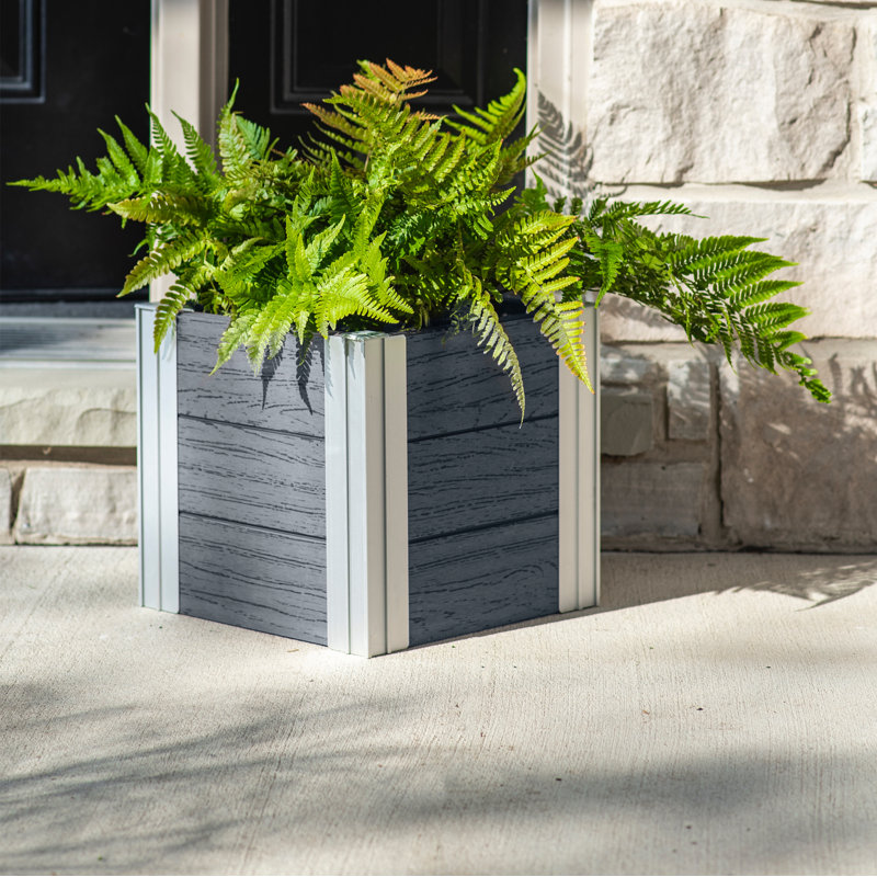 Modern Urbana Square Slate Gray PVC Medium Planter Box